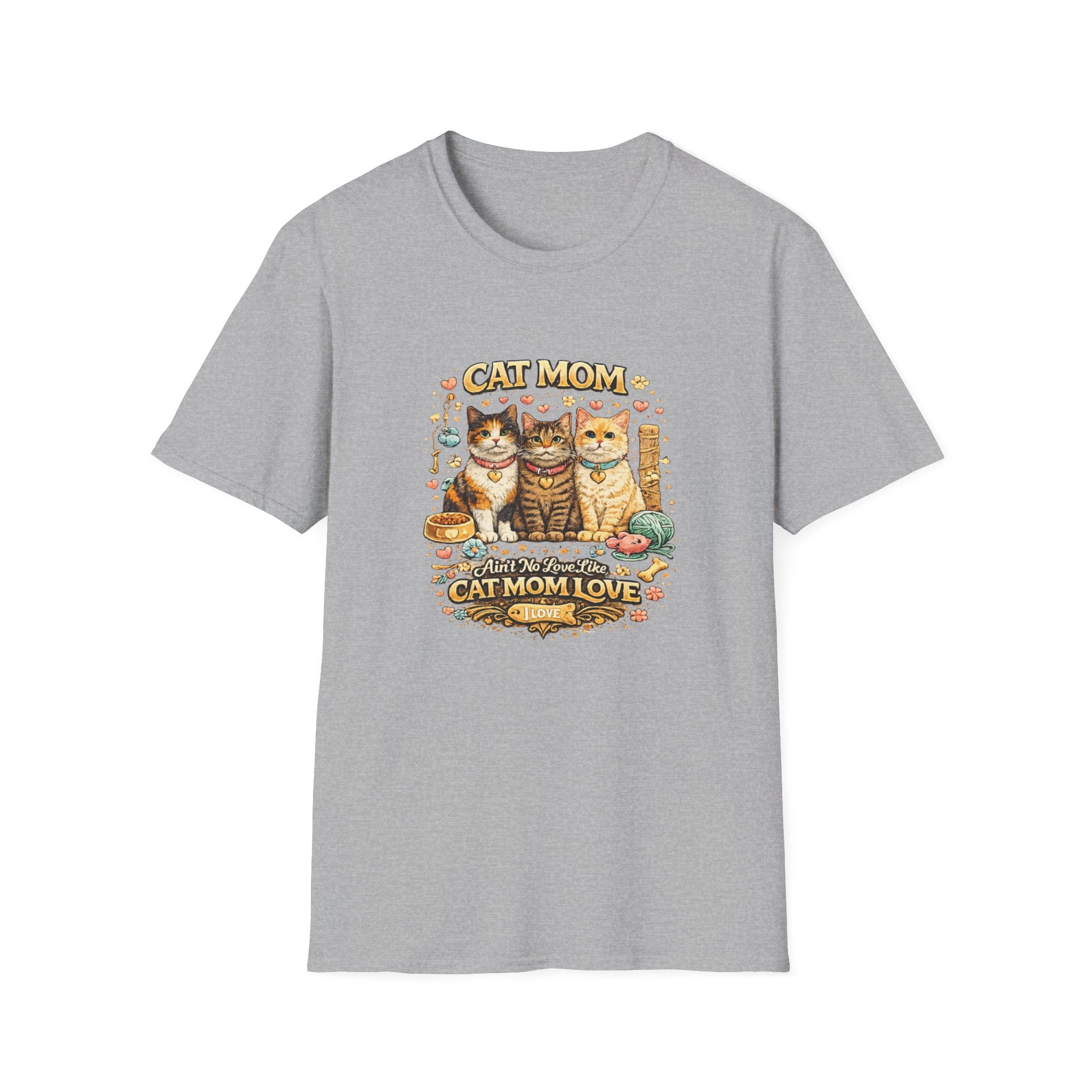 Cat Mom Trio Illustration T-Shirt | Cat Mom Love, Cute Kitten Portraits