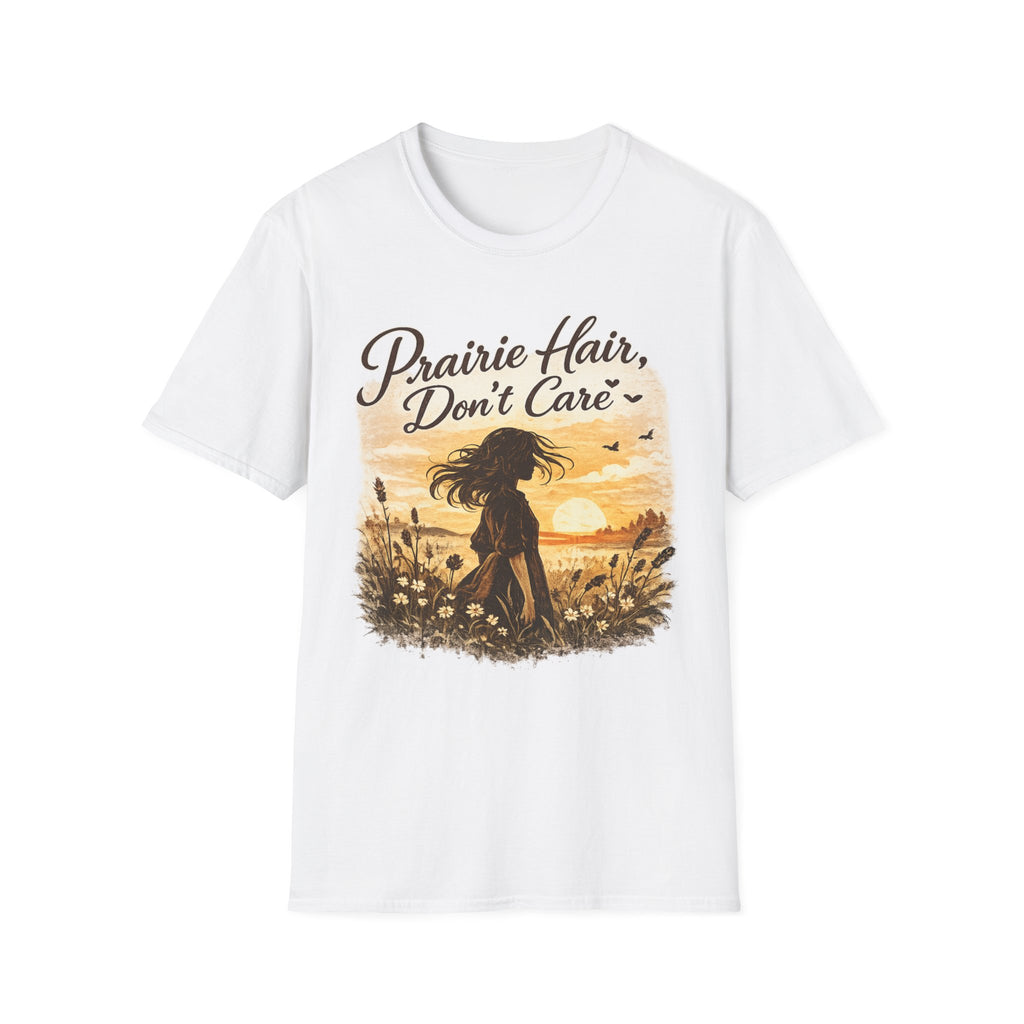 Prairie Hair Don't Care T-Shirt | Sunset Silhouette, Wildflowers