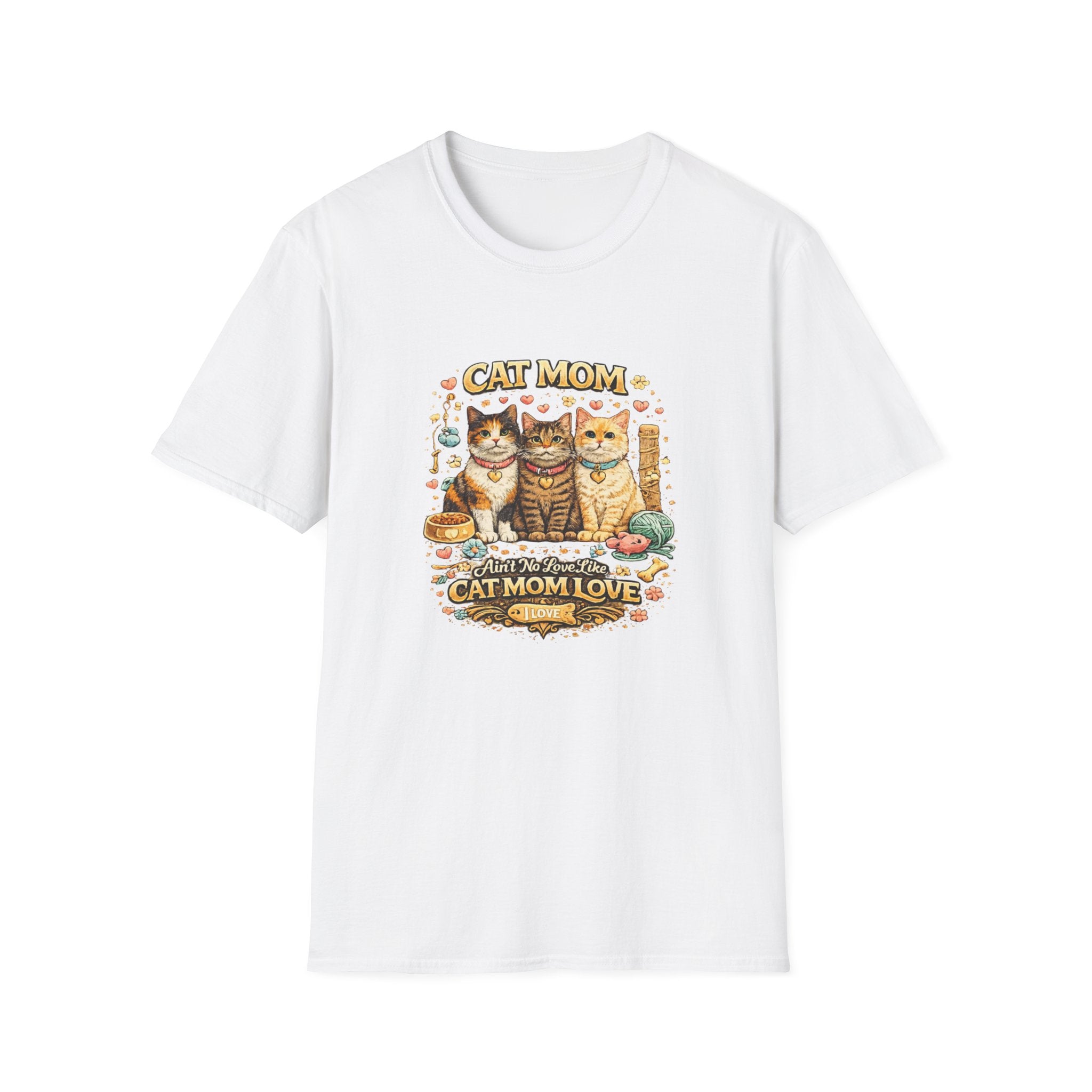 Cat Mom Trio Illustration T-Shirt | Cat Mom Love, Cute Kitten Portraits