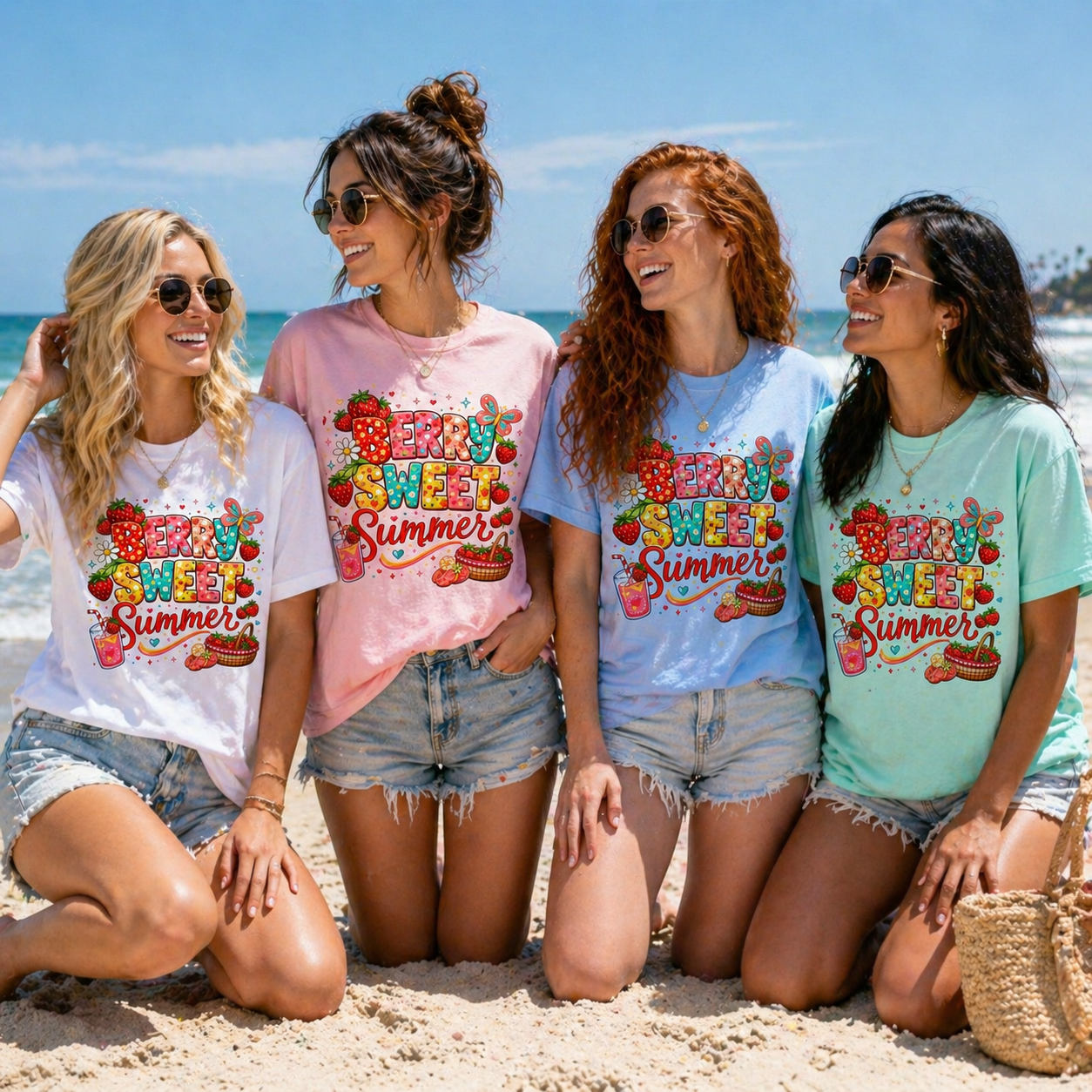 Berry Sweet Summer T-Shirt | Strawberry Illustration, Colorful Typography