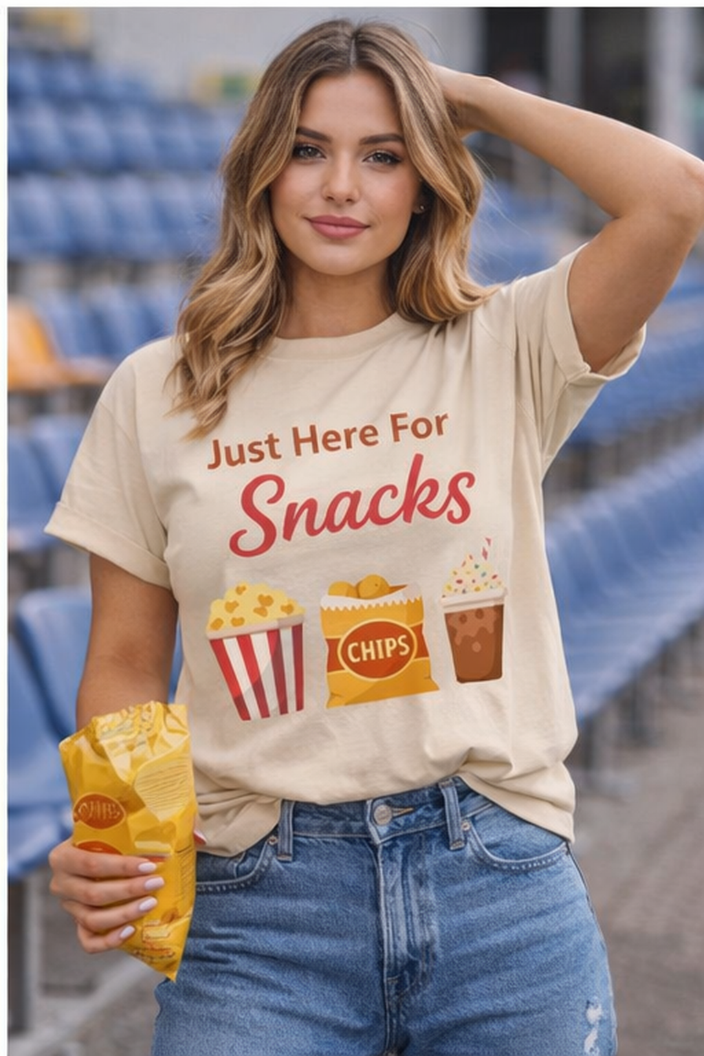 Just Here For The Snacks T-Shirt — Funny Movie Night & Snack Lover Tee