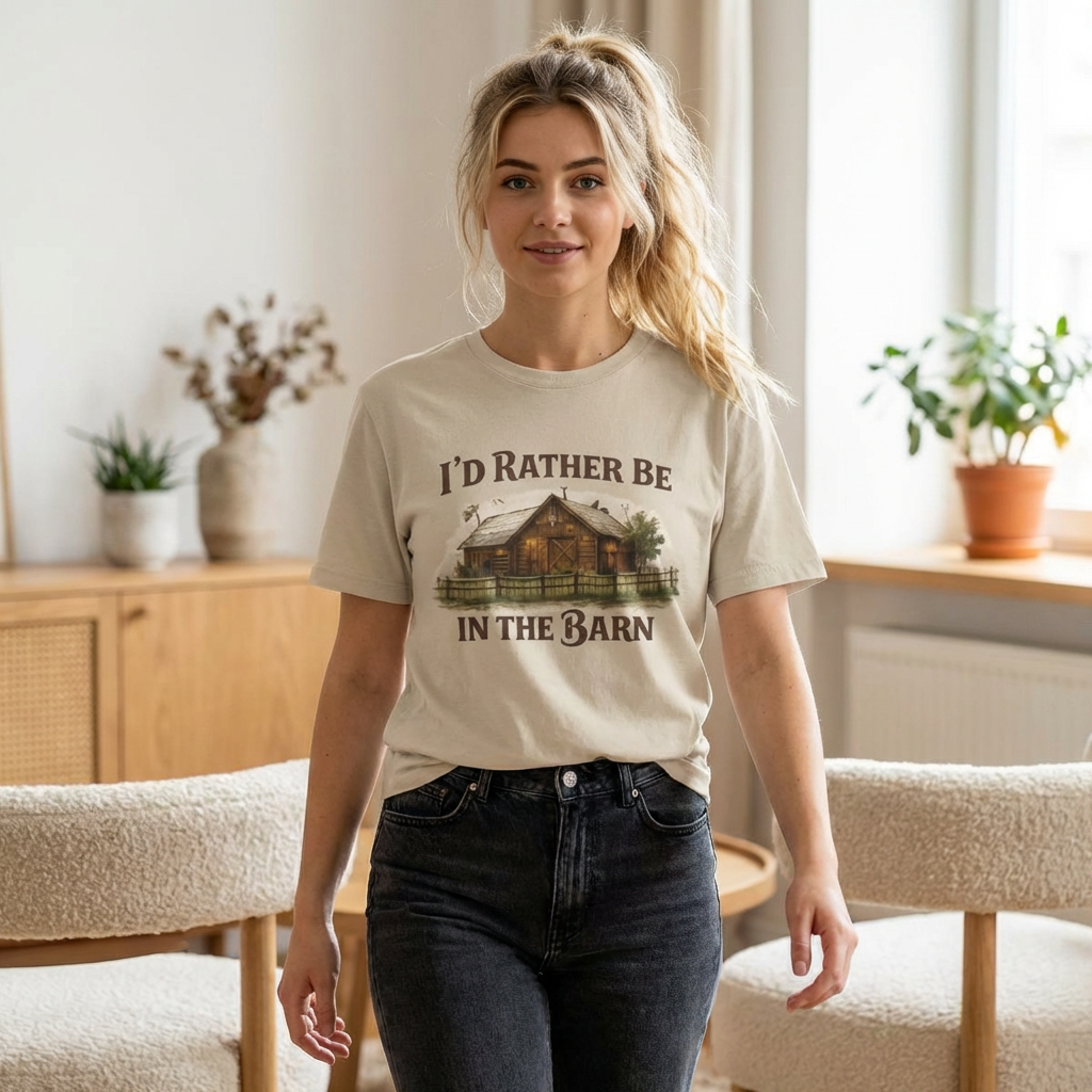 I'd Rather Be In The Barn T-Shirt | Rustic Barn Cabin Graphic
