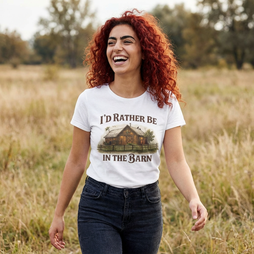 I'd Rather Be In The Barn T-Shirt | Rustic Barn Cabin Graphic