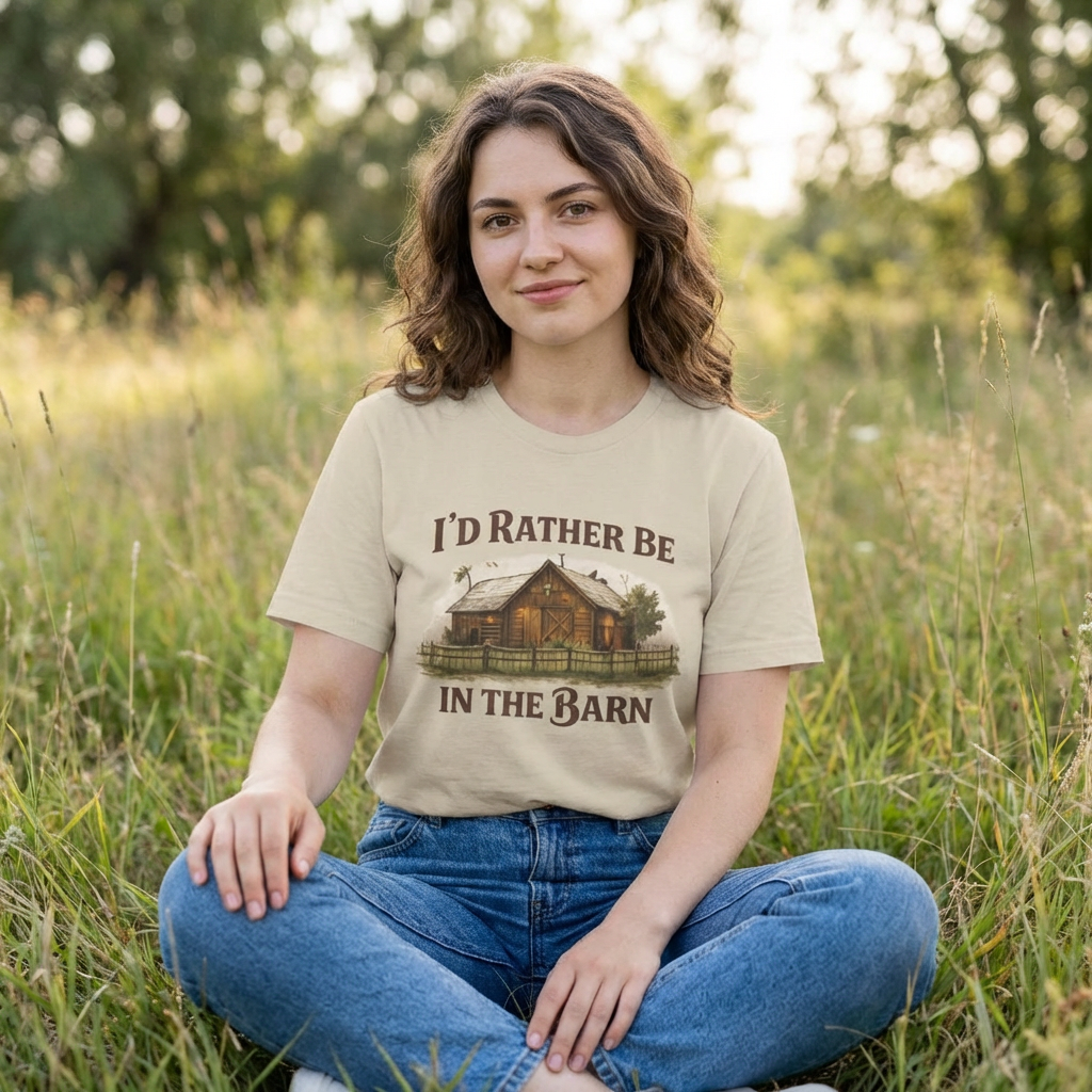 I'd Rather Be In The Barn T-Shirt | Rustic Barn Cabin Graphic