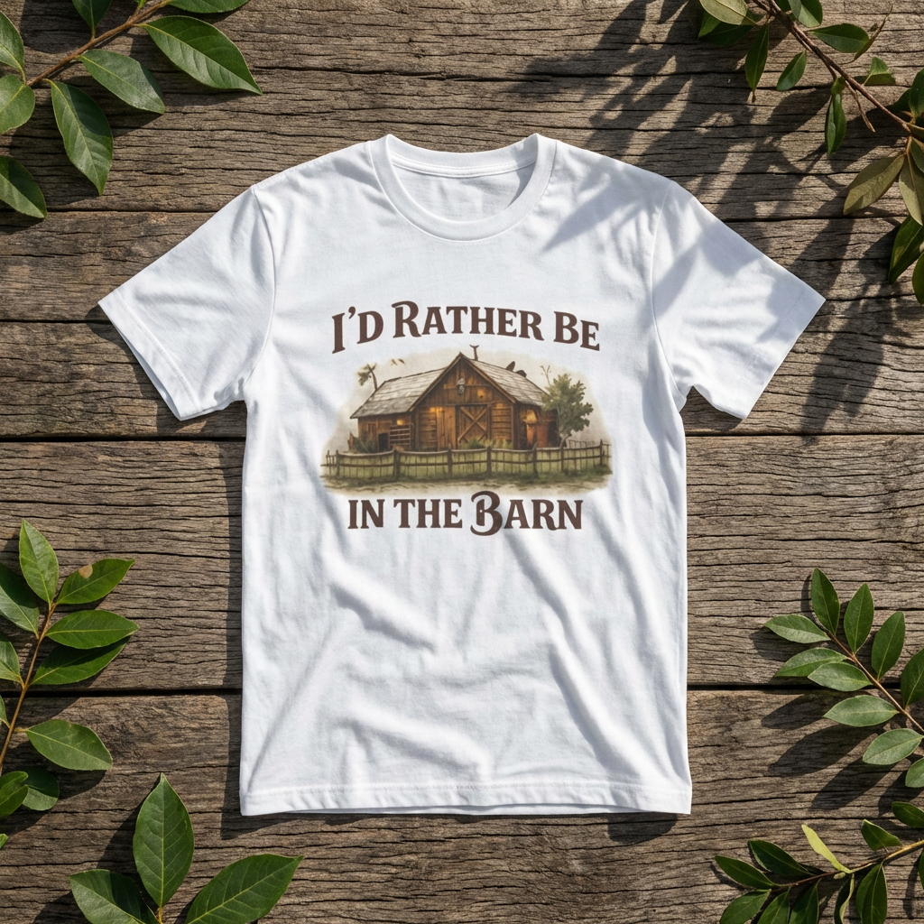 I'd Rather Be In The Barn T-Shirt | Rustic Barn Cabin Graphic