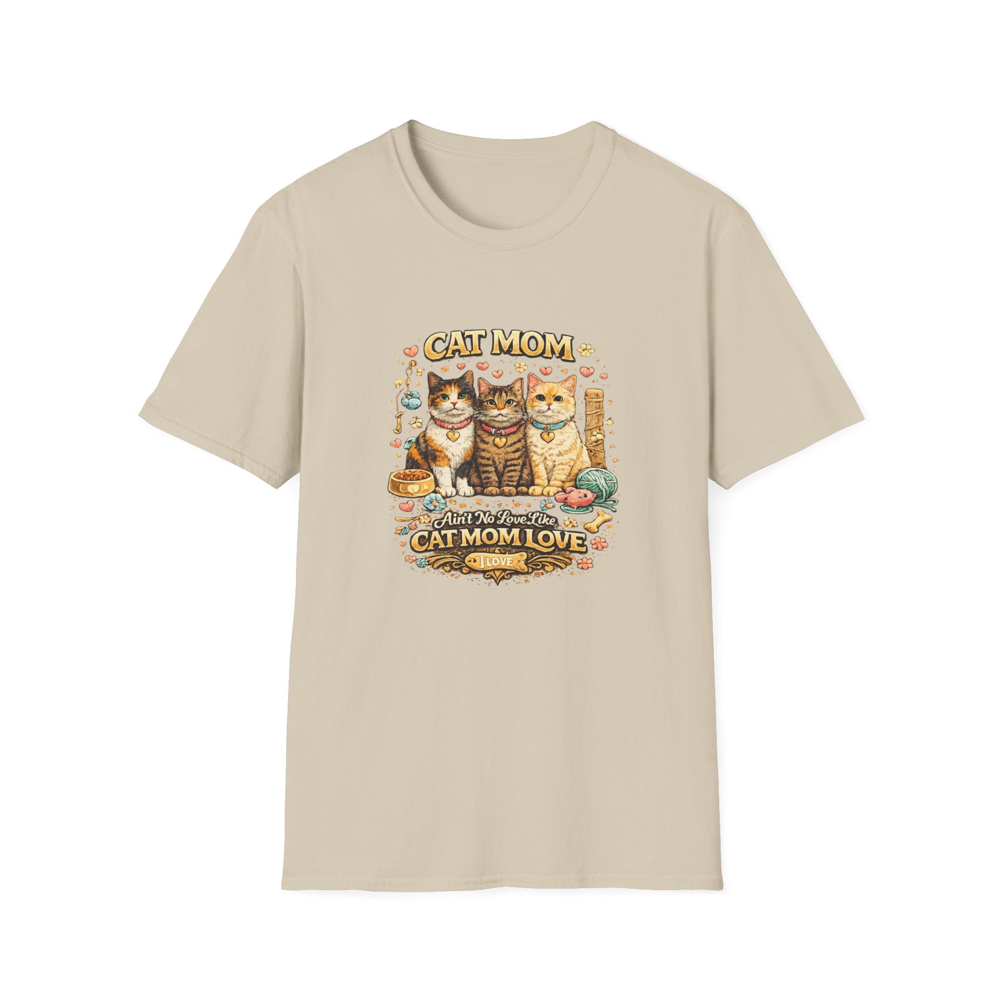 Cat Mom Trio Illustration T-Shirt | Cat Mom Love, Cute Kitten Portraits