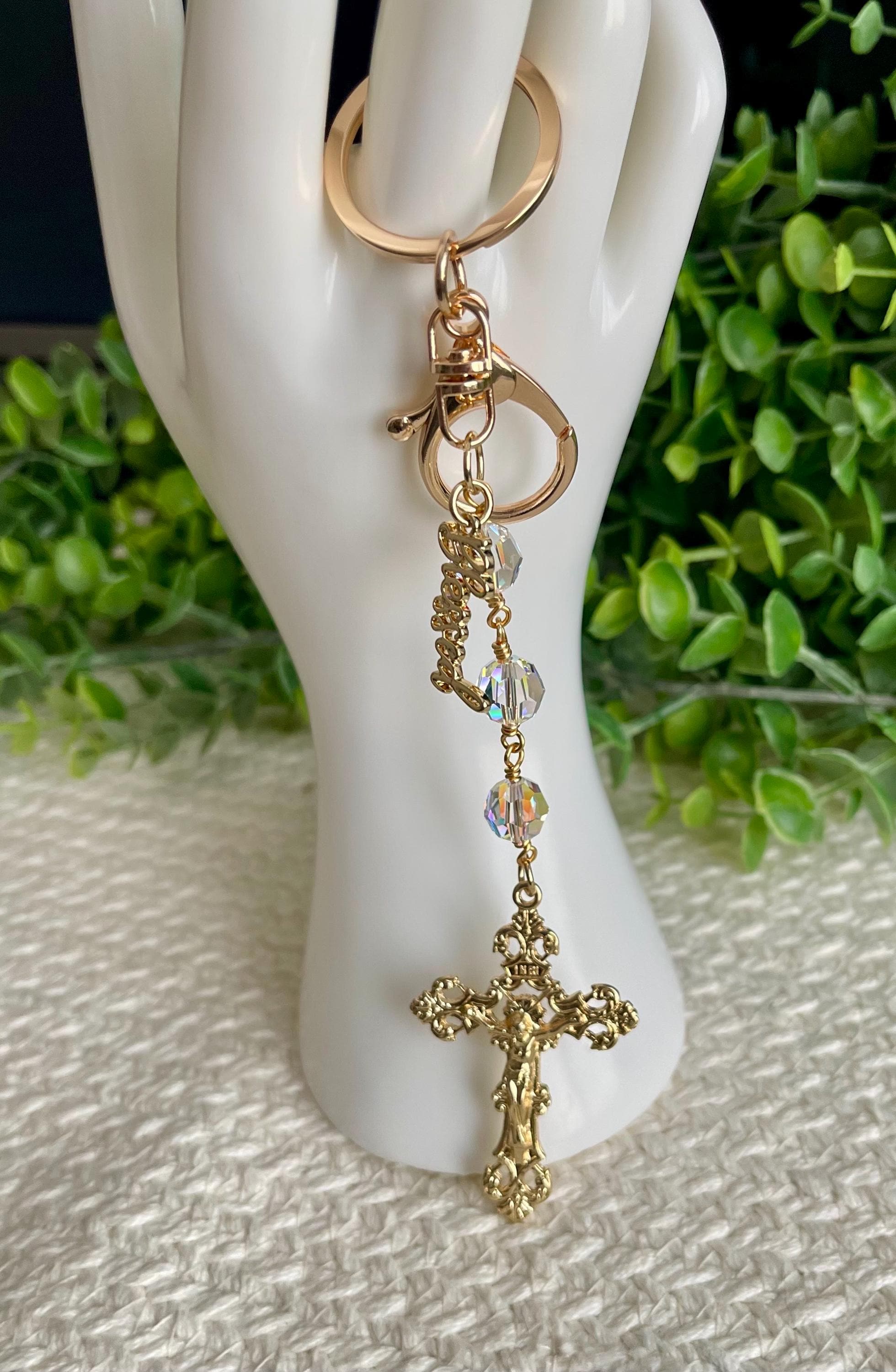 Bag Clip Rosary / Faith Keychain / Devotional Charm